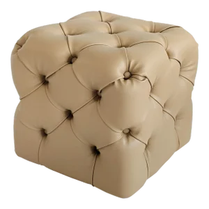Modern Teuco Italian Leather Tufted Pouf