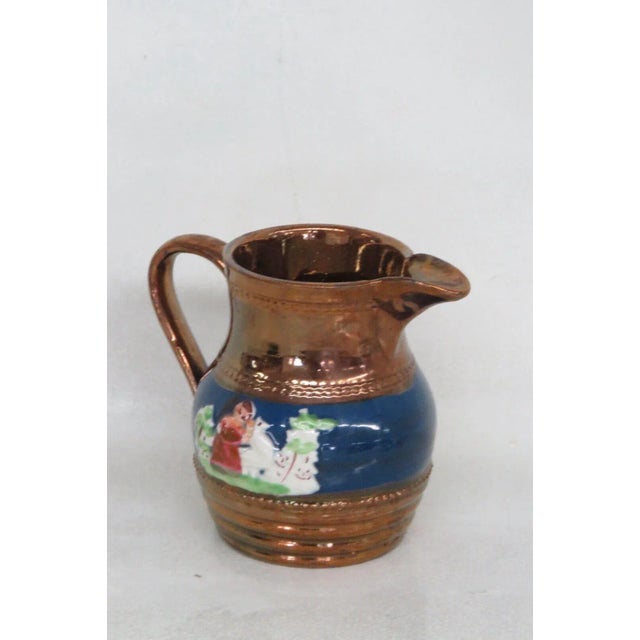 Staffordshire England Ceramic Copper Luster Small Pitcher Creamer For Sale - Image 11 of 12