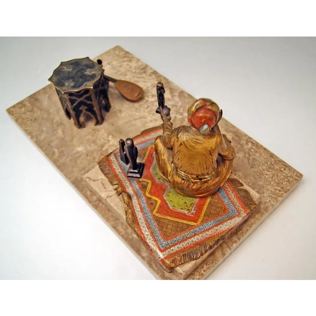 Brown Vienna Bronze Arab Man on Rug from Bergman, 1890s For Sale - Image 8 of 12