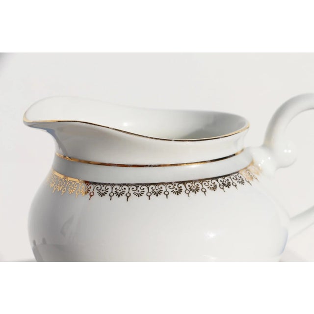 White 1930s Porcelain Art Deco Creamer or Cream Jug White and Gold, Vista Alegre, Portugal For Sale - Image 8 of 13