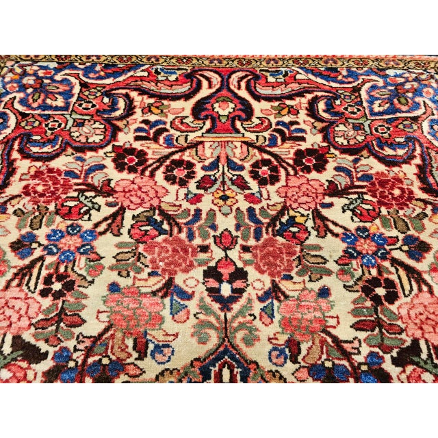 Vintage Malayer Rug, Hand-Knotted Wool, Floral Pattern, 5x7, Ivory & Navy For Sale - Image 4 of 18