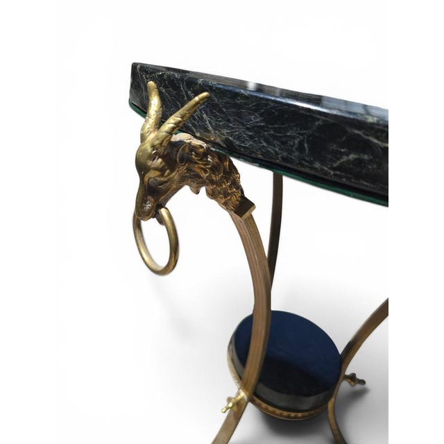 French Empire Style Side Table with Gilt Bronze Base and Green Marble Top, 1970s For Sale - Image 9 of 12