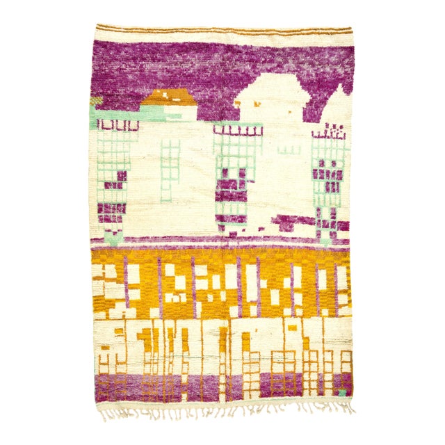 Mid Century Moroccan Rug 6'5" X 9’6" For Sale