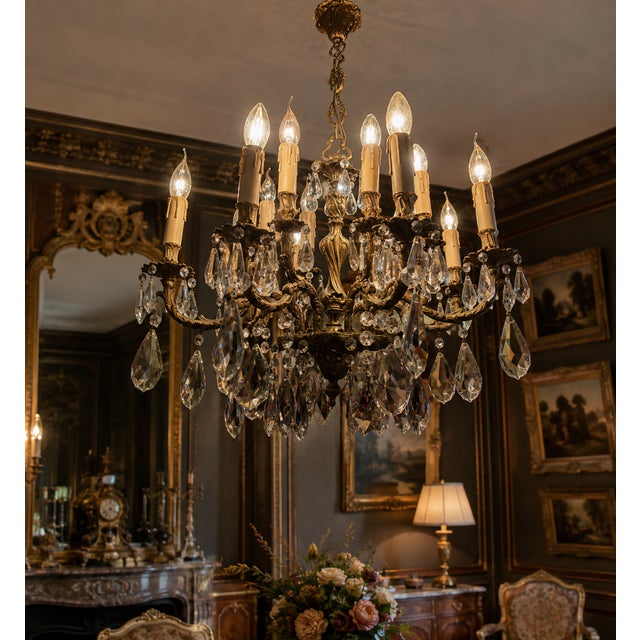 Antique French Louis XV Crystal Chandelier, 1890s For Sale - Image 11 of 11