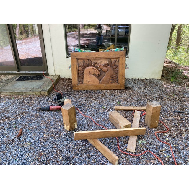 1900 - 1909 Large Antique Hand-Carved Wooden Horse Tableau - Wall Hanging For Sale - Image 5 of 12