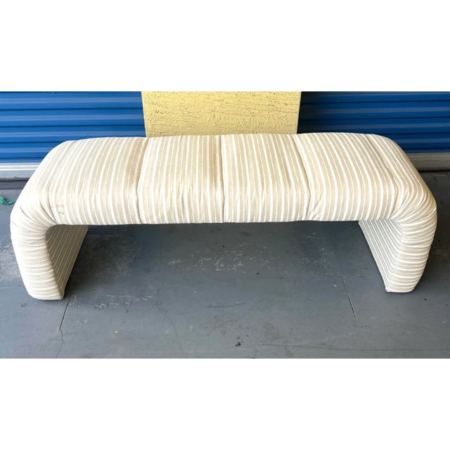 Extra Long Cream Waterfall Bench For Sale - Image 10 of 12