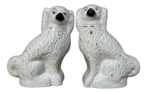 Early 20th Century Staffordshire Ceramic Dogs, Set of 2