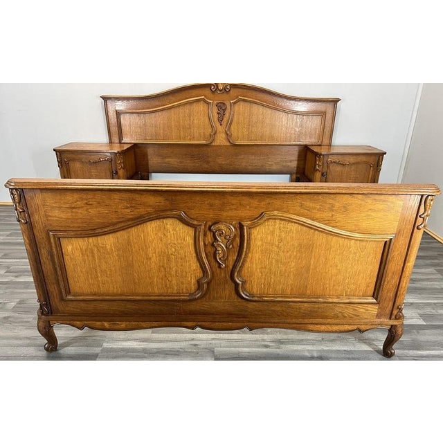 Vintage French Louis XVI Double Bed Frame with Bedside Tables For Sale - Image 3 of 17