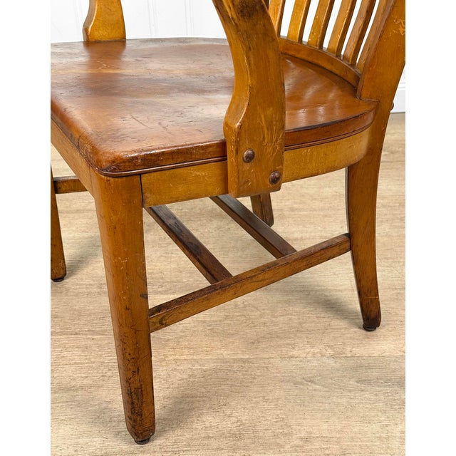 Antique Traditional Mahogany Wood Bankers Library Arm Chair For Sale - Image 12 of 16