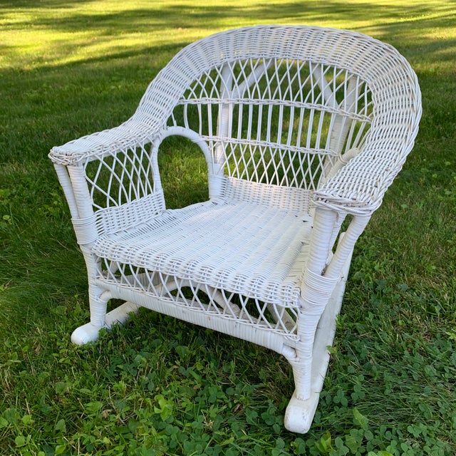 Children's Vintage Wicker Rocking Chair Chairish