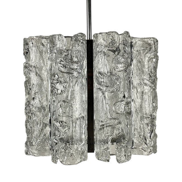 Vintage Ice Murano Glass Chandelier from AV Mazzega, Italy, 1970s For Sale