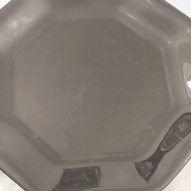 Black 1950s Arcoroc France Octagonal Black Porcelain Plates- Set of 15 For Sale - Image 8 of 11