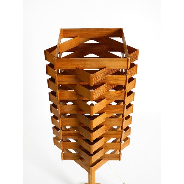 Large Scandinavian Pine Veneer Floor or Table Lamp, 1960s For Sale - Image 6 of 18