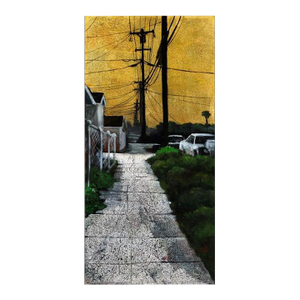 Duke Windsor, Impressionistic Cityscape Acrylic Painting, "Golden Skies No. 4"