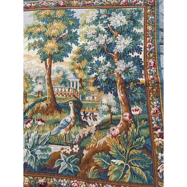 Antique-Style French Printed Tapestry – Manufacture Robert Four, Aubusson – 20th Century Beautiful French silk-screen...