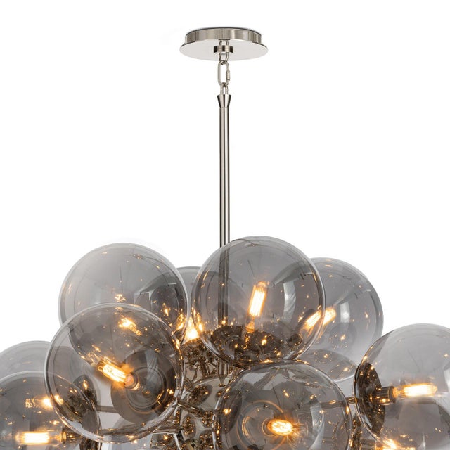 2020s Shine Globe Chandelier, Polished Nickel with Smoke Glass For Sale - Image 5 of 7