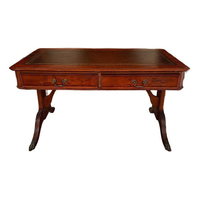 Antique Style Leather Top Writing Desk. For Sale