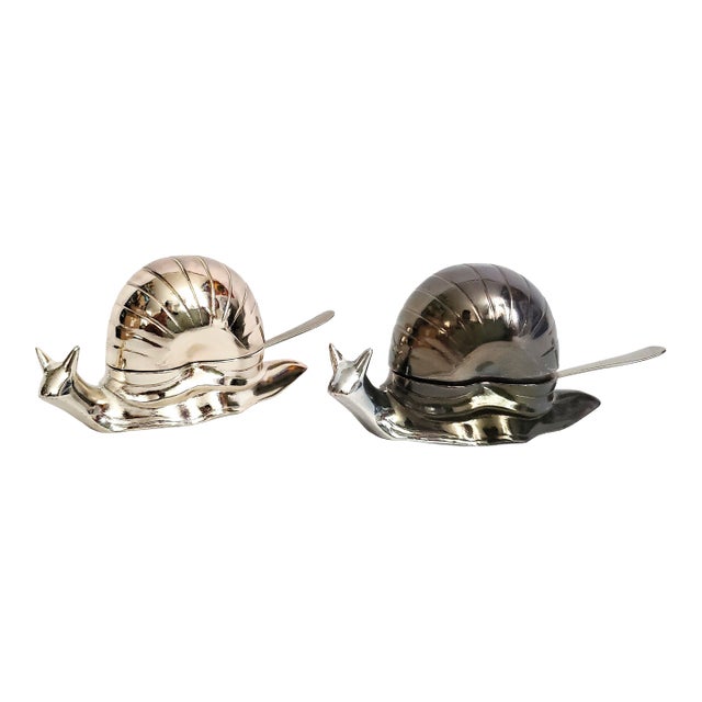 Snail Salt Cellars Silver Plate Salt & Pepper For Sale