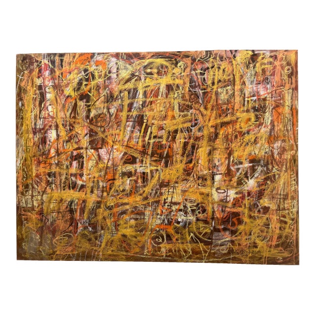 Original Contemporary Abstract Expressionist Painting Mixed Media “Crossing Boundaries” by Ellen Reinkraut For Sale