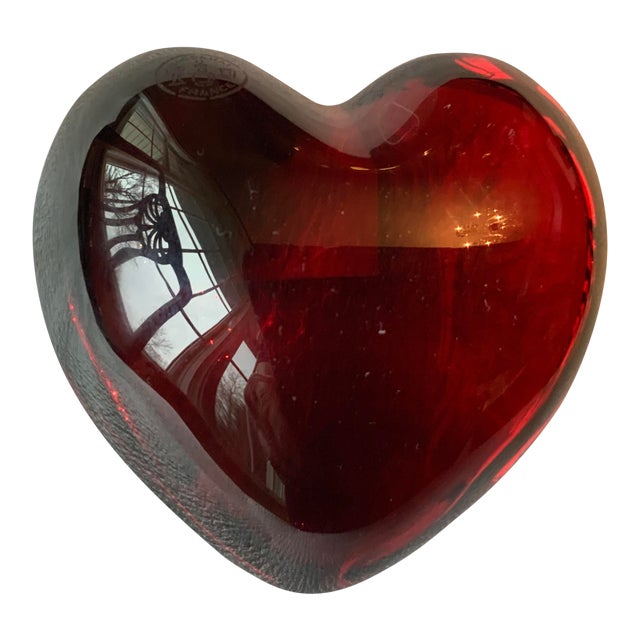 1990s Baccarat Crystal Heart Paperweight Chairish