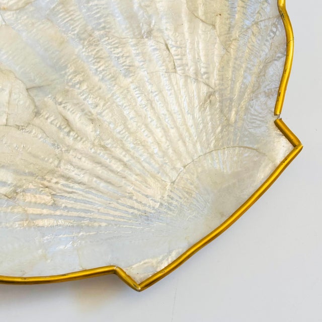 Metal Vintage Capiz Shell Tray For Sale - Image 7 of 10