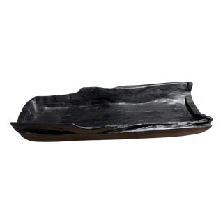 Andrianna Shamaris Sculptural Charred Teak Wood Vessel For Sale