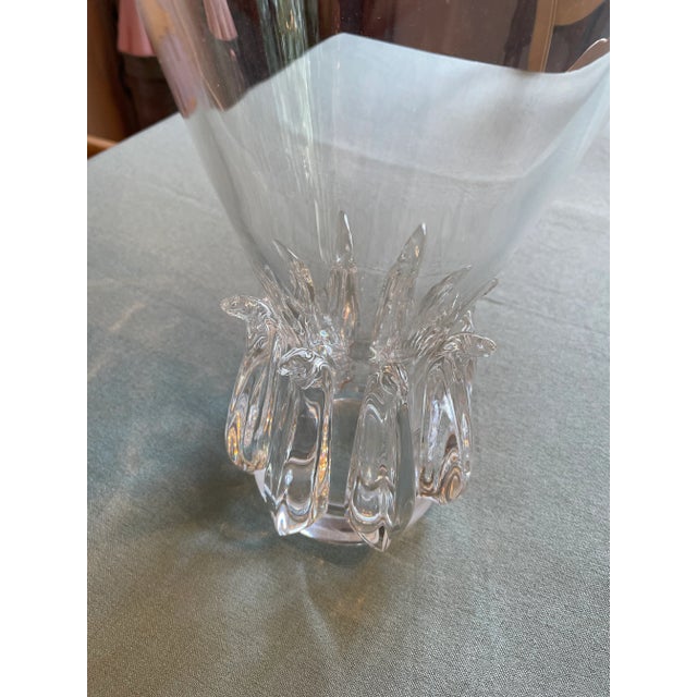 Stunning large vintage Lotus vase (No. 7914) designed by George Thompson for Steuben in 1942. Beautiful clear crystal in...
