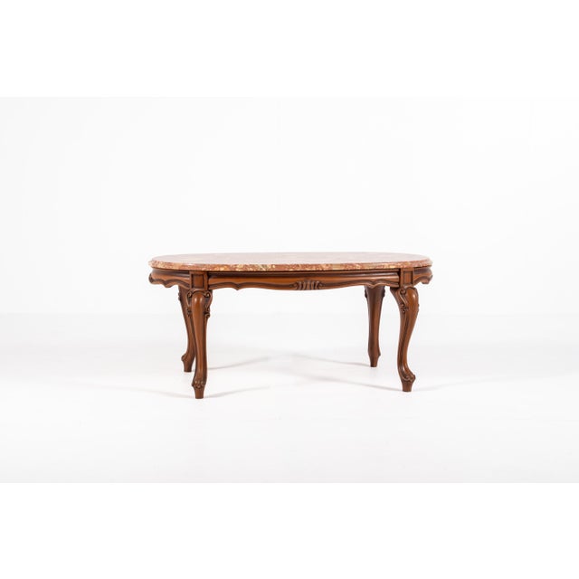 Vintage Louis XV Style Coffee Table with Marble Top For Sale - Image 12 of 16