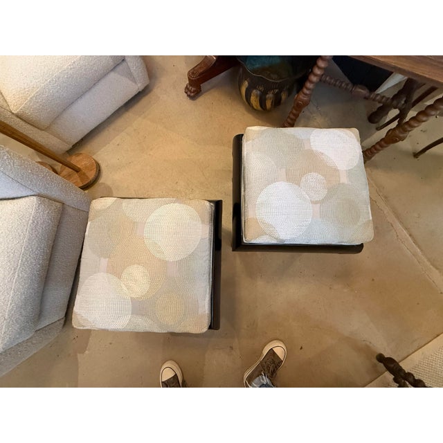 1980s 1980s Pair of Ebonzied Stool With Cushions For Sale - Image 5 of 5