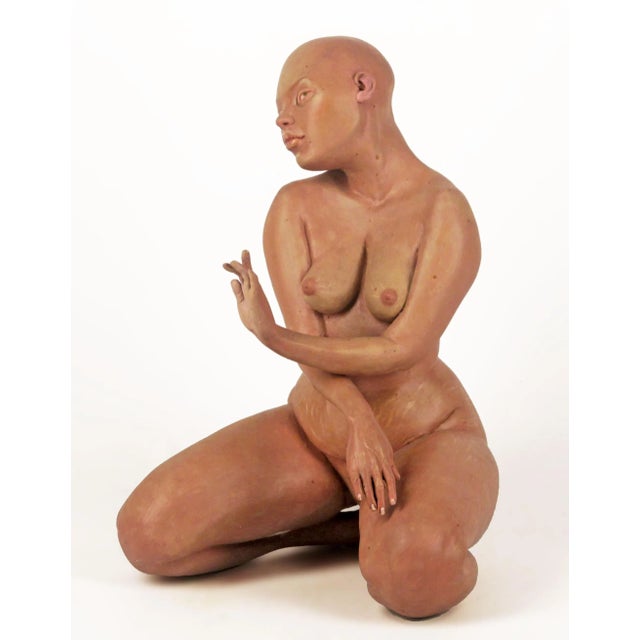 2018 hand-painted resin woman sculpture 'Aurea' in dark-skinned version by argentine multidisciplinary artist Iara Kaumann...