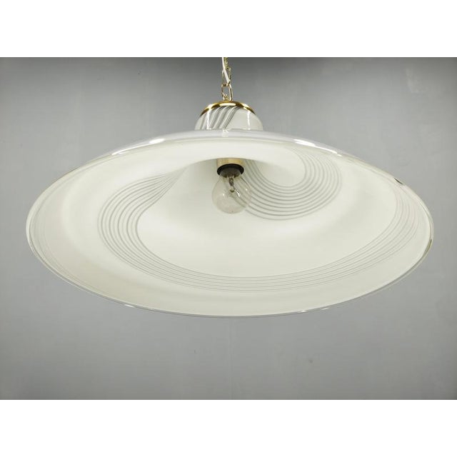 Italian Murano Glass Swirl Pendant Light with Brass, 1970s For Sale - Image 10 of 12
