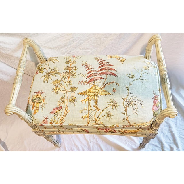 1980s Louis XVI Style Painted Bench For Sale - Image 4 of 6