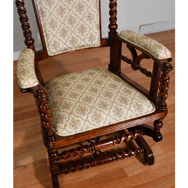 Late 19th Century 1870 Antique George Hunzinger Barley Twist Mahogany Platform Rocking Chair For Sale - Image 5 of 16