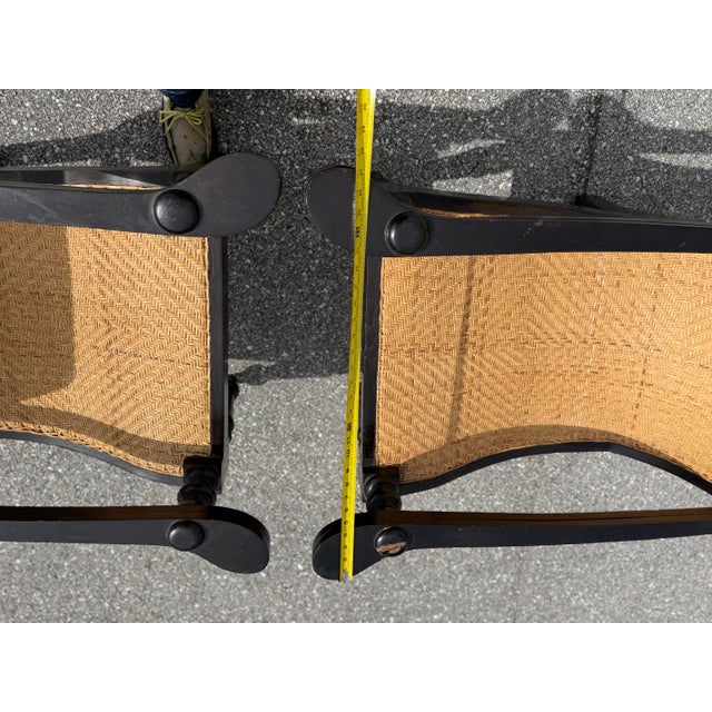 Mid 20th Century Dutch Colonial Indonesian Cane and Wood Plantation Chairs With Extending Arms For Sale - Image 4 of 12