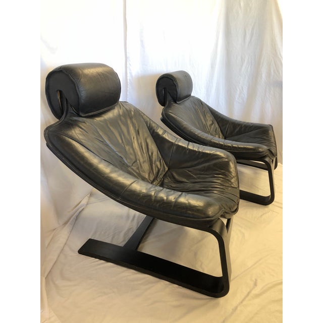 Kroken Style Leather Armchairs, a Pair For Sale - Image 4 of 12