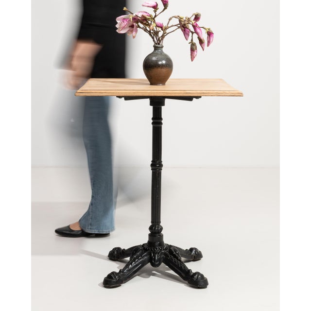 Cast Iron Bistro Table with Oak Top, Antique, France, 20th Century For Sale - Image 13 of 13