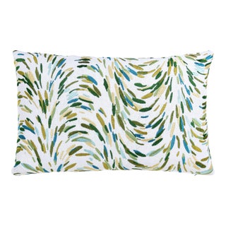 The House Of Scalamandré Fountain Embroidery Lumbar Pillow In Leaf For Sale