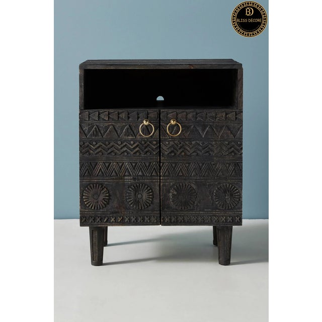 Not Yet Made - Made To Order Handcarved Wooden Nightstand For Sale - Image 5 of 8