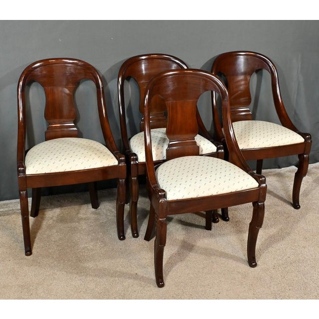 Gondola Chairs in Mahogany, Set of 4, in Restored conditions. Designed before 1890