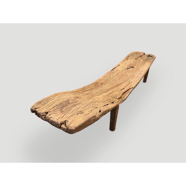 Andrianna Shamaris Impressive Teak Wood Bench or Chaise For Sale - Image 10 of 18