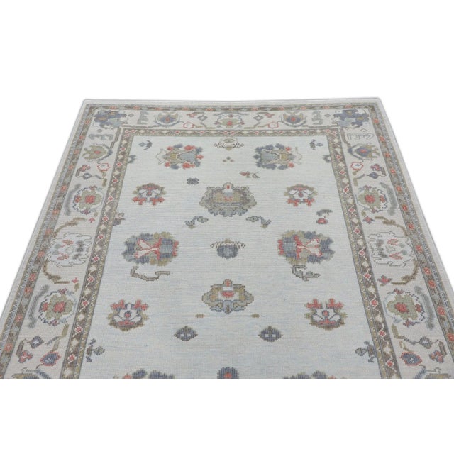 Textile Oriental Hand Knotted Rug Turkish Oushak 4'10" x 9'6" For Sale - Image 7 of 8