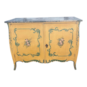 Early 20th Century Italian Venetian Painted Marble Top Commode