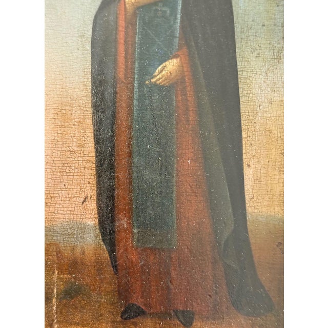 Wood 19th Century Orthodox Icon of St. Nicholas & St. Eustolia For Sale - Image 7 of 10