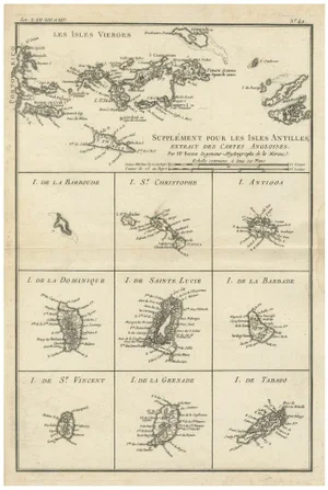 Map of Virgin Islands and Lesser Antilles by Rigobert Bonne, 1780