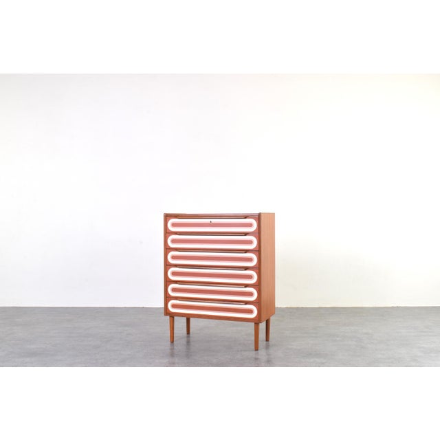 Mid-Century Modern Mid-Century Modern Op-Art Hand-Painted Teak Chest of Drawers, 1960s For Sale - Image 3 of 18