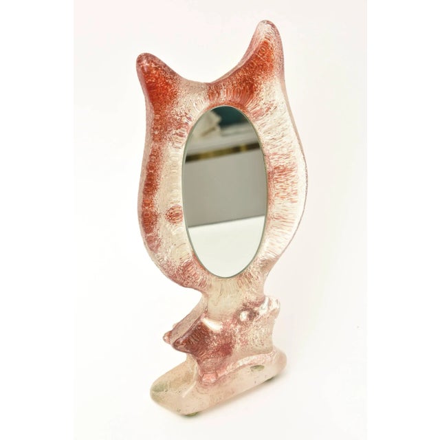 Kosta Boda Kosta Boda Scavo Sandlbasted Glass Sculptural Tabletop Mirror Vintage For Sale - Image 4 of 11