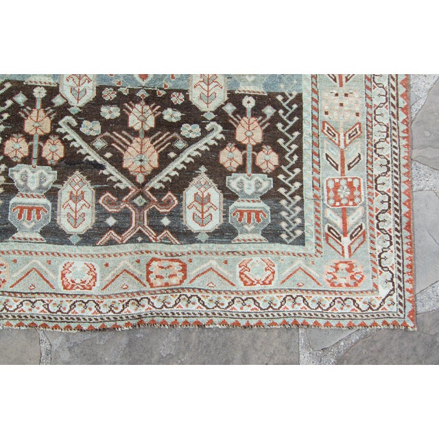 Brown 1920s Vintage Caucasian Karabagh Vase Wool Pile Handwoven Rug For Sale - Image 8 of 11