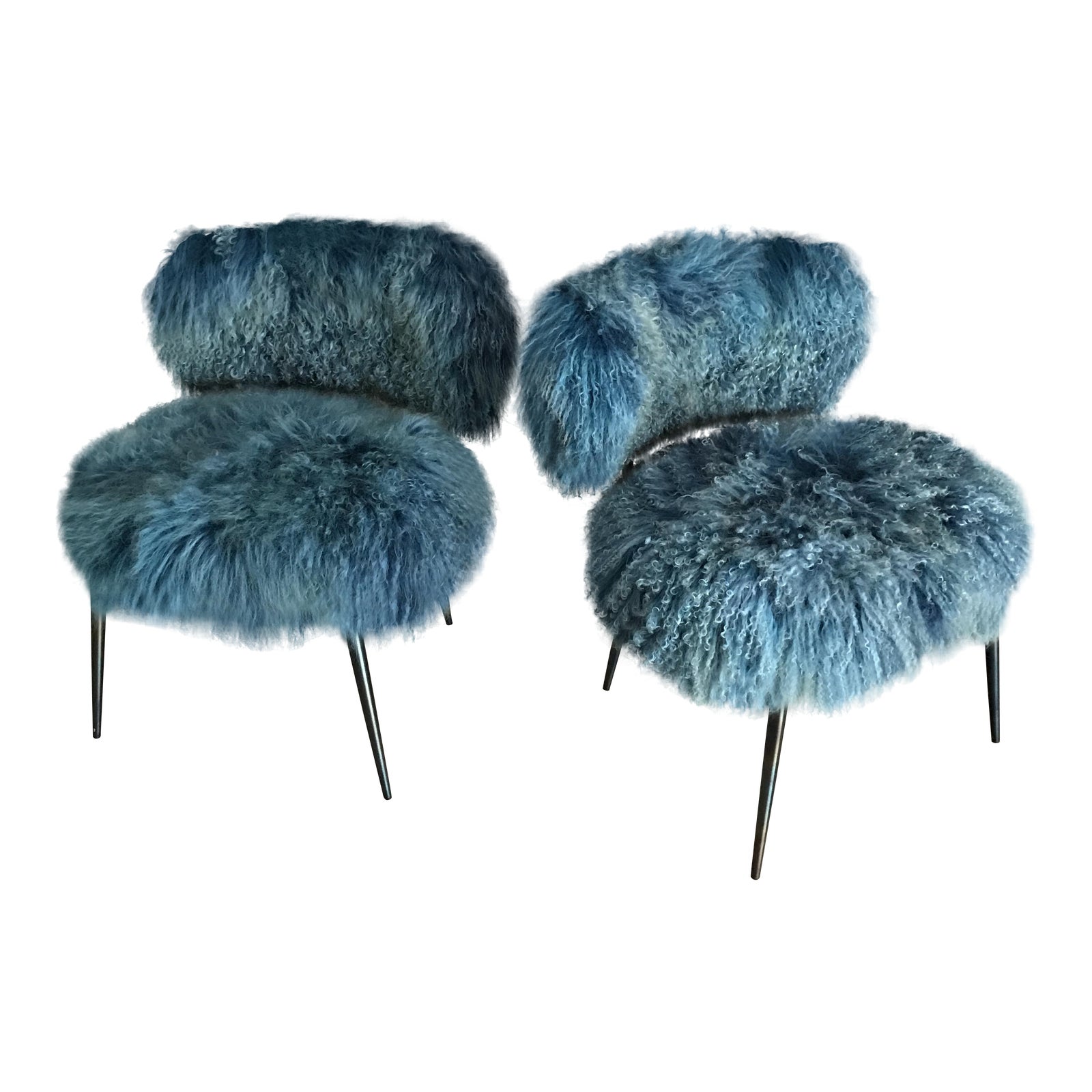 Baxter Mongolia Fur Chairs Pair Chairish