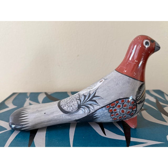 Burnt Orange 20th Century Mexican Folk Art Hand-Painted Tonalá Bird For Sale - Image 8 of 13