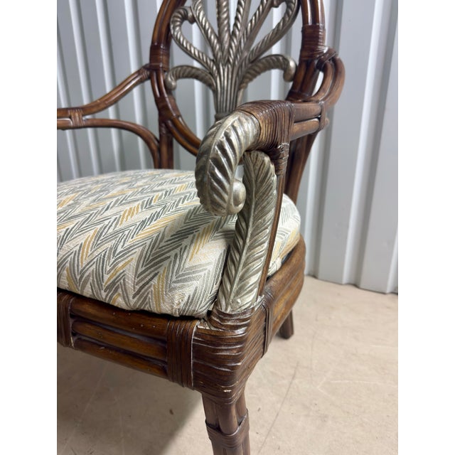 Vintage Palm Beach Regency Dorothy Draper Style Faux Bamboo Accent Chair For Sale - Image 9 of 9
